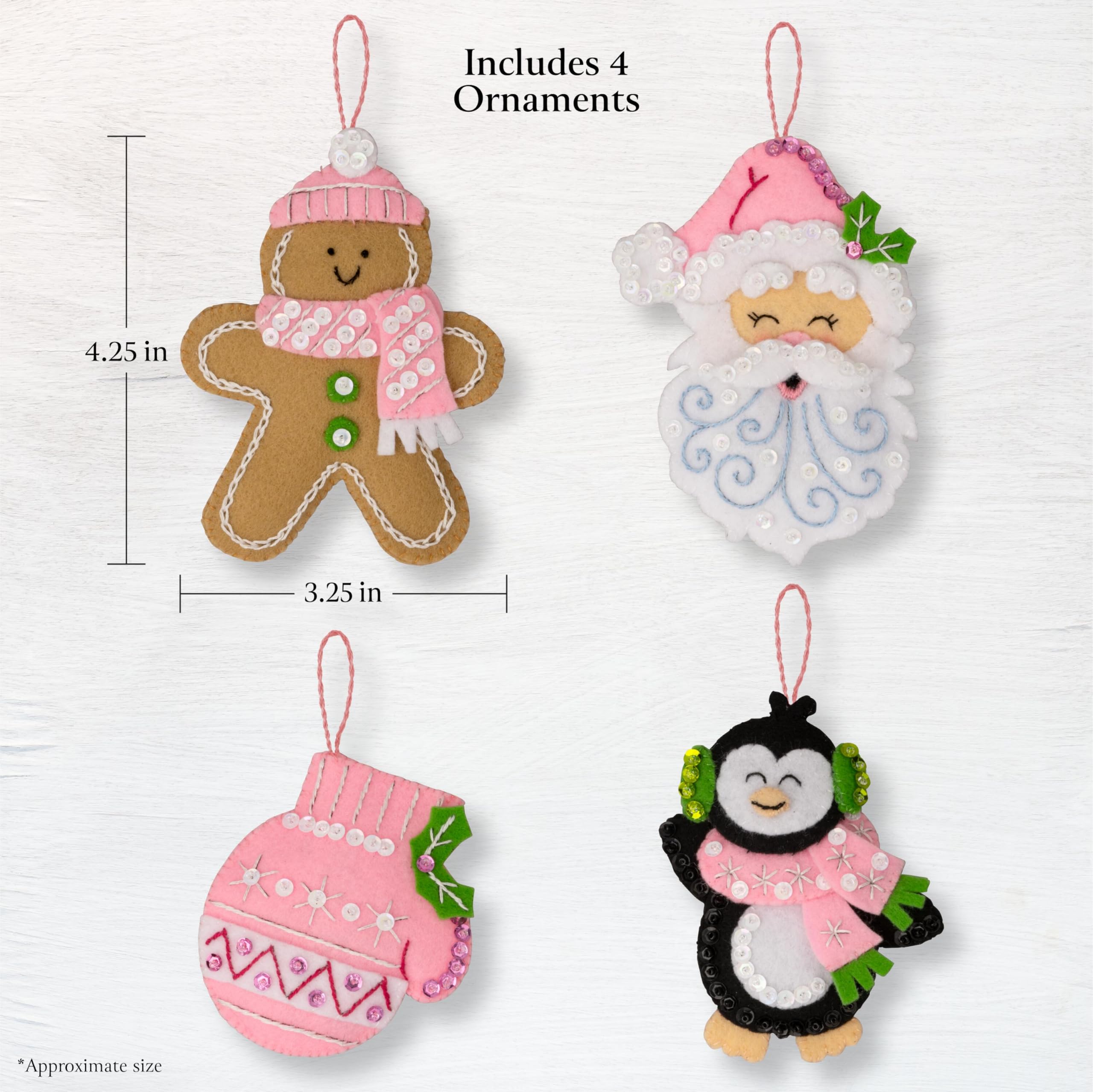 Amazon.com: Bucilla Felt Applique 4 Piece Ornament Making Kit